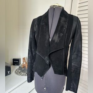 BCBGMAXAZRIA SUEDE LEATHER JACKET black